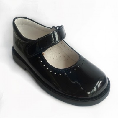 TI554 Navy Patent Mary Jane School Shoe